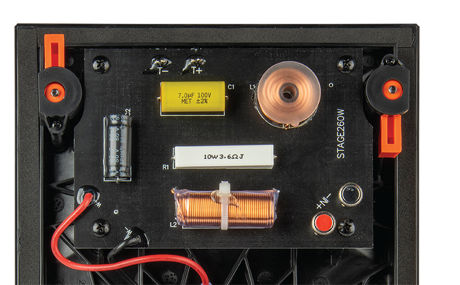 Stage 260W Premium air-core inductors and mylar cap capacitor crossover network components ensure that sound remains dynamic at all listening levels. - Image